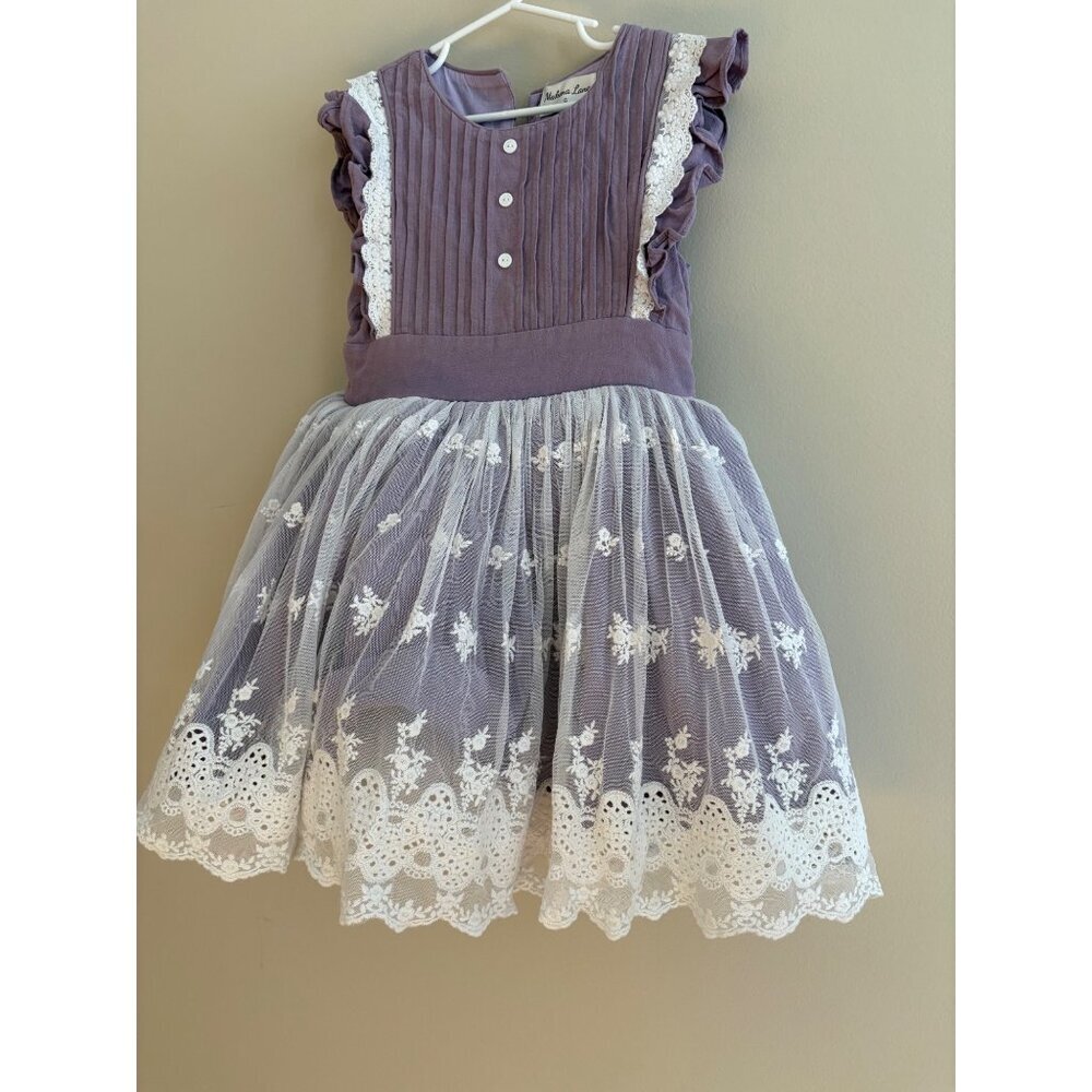 Makena Lane Norah Lace & Tulle Purple Easter Party Dress & Bloomers Set Size 6 - Picture 3 of 12